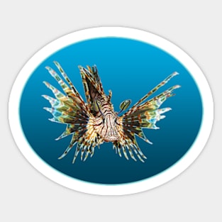 Lionfish | Floating Fish on a blue background | Sticker